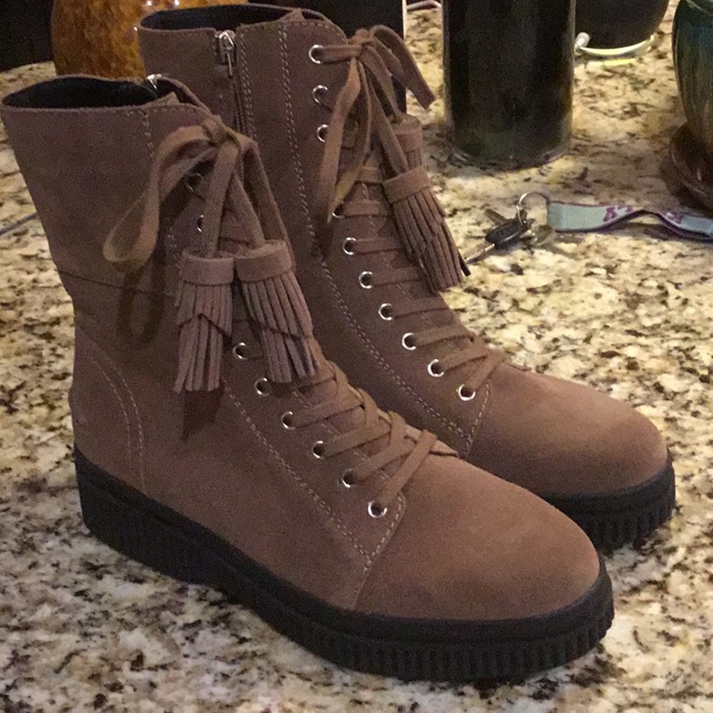 Suede lace up boots